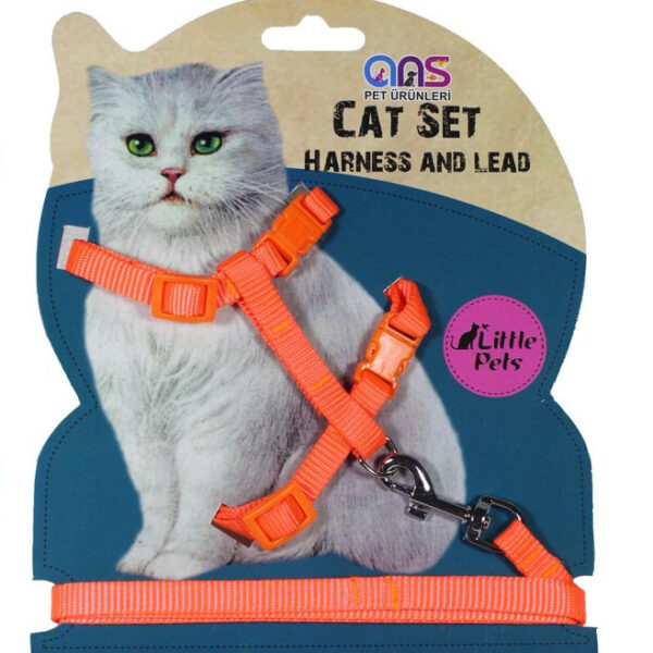 Kedi Göğüs Bel Tasması Dokuma Turuncu