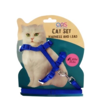 Kedi Göğüs Bel Tasması Dokuma Mavi Standart