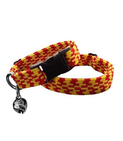 Pet Prety Elastik Örme Kedi Tasması Sarı Kırmızı 10 mm A=23/32 cm