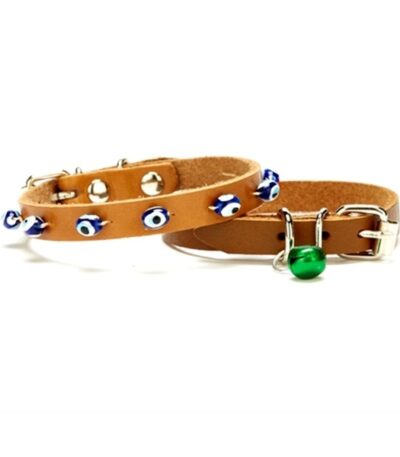 Nazar Boncuklu Kedi Ve Küçük Irk Köpek Tasması 1x14-18 cm Kamel Xsmall
