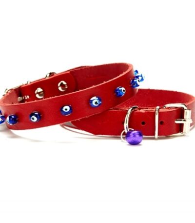Nazar Boncuklu Kedi Ve Küçük Irk Köpek Tasması 1x14-18 cm Kırmızı Xsmall