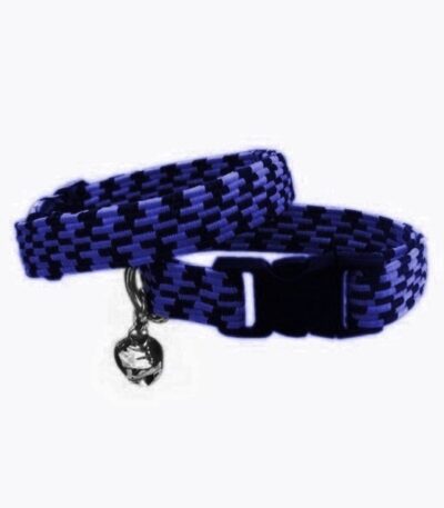 Pet Prety Elastik Örme Kedi Tasması Lacivert-Siyah 10 mm A=23/32 cm
