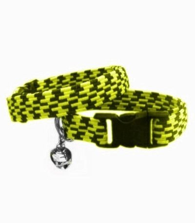 Elastik Örme Kedi Tasması Fosfor-Siyah 10 mm A=23/32 cm